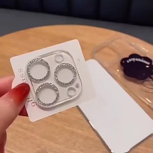 1PC Camera Lens Protector Sparkling Silver HD Anti Fingerprint 9H Anti Scratch Case Friendly For IPhone 17 16 15 14 Pro Max