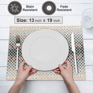 VIKAMA 2/4/6PCS Thanksgiving Farmhouse Wind Flower Meal Mat Insulation Washable Non slip Table Mat Kitchen Home Decoration