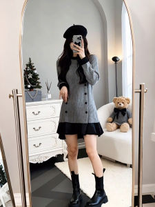 XUECAIQI | Chic Contrast Knitted Dress