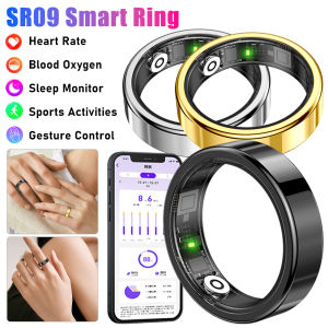 Vòng thông minh SR09 cho nam và nữ-SỨC KHỎE & Bộ theo dõi sức khỏe với Bluetooth 24/7 máy theo dõi nhịp tim oxy máu (SPO2) và theo dõi giấc ngủ điều khiển cử chỉ 10 chế độ thể thao Vòng hoạt động Chống thấm nước để chạy phòng tập thể dục Chạy xe đạ