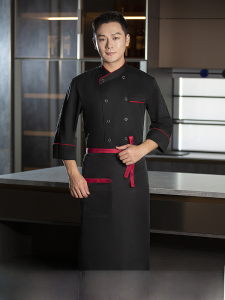 Long Sleeve Chef Work Uniforms Mens Kitchen Apparel Cotton Blend Fabric Youth Suitable for Dining And Catering Industry