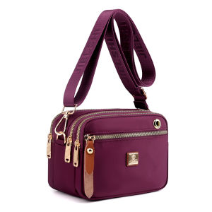 Summer Womens Crossbody Bag Oxford Cloth Canvas Lightweight Casual Multi-layer Small Square Bag Fashionable Contrast Color