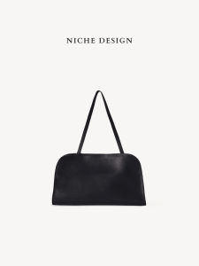 Elegant Commuter Style Top Layer Cowhide Handbag Single Shoulder Satchel Simple Fashion Versatile Commute Handheld Bag