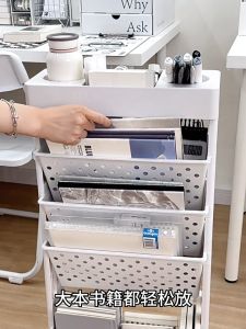 SALVO Bookshelf Trolley Cart Rack Storage Rack Storage Organizer Moving Rack Movable Bookshelf Storage Rack with Wheel Bookcases Under the table Trolley Cart Book Storage Desktop Book Shelf
