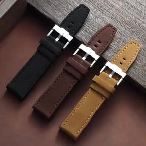 Matte Genuine Leather Watch Band Business 18mm 20mm22mm24mm Brown Black Universal Strap Replacement Wrist for Men Women Bracelet