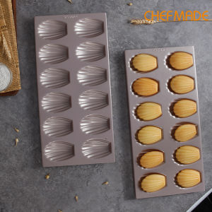 CHEFMADE Chảo Madeleine 12 Cốc Khuôn Hình Vỏ Bầu Dục Khay Nướng Bánh Cốc Chống Dính Dụng Cụ Nướng Bánh WK9849