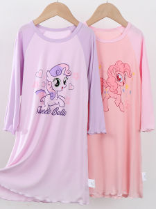 Princess Style Long Sleeve Modal Nightgown for Girls Spring Autumn Childrens Home Clothes Baby Sleepwear Comfortable Breathable