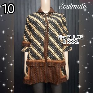 Blus Blouse Atasan Batik Wanita Bolero Tumpuk Kantor Kerja Murah Kancing Depan Support Busui Jumbo