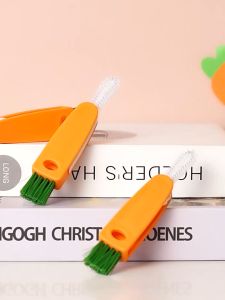 Mini Cute Carrot Cleaning Brush: 3in1 Multifunctional Cup Lid Cleaner for Milk Bottles and Vacuum Cups Cup Lid Cleaning Brush