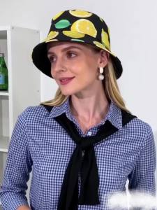 Reversible Lemon Fruit Print + Classic Black Design Bucket Hat Lightweight and Foldable Suitable for All Seasons Outdoor Sun Protection Hat Perfect for Everyday Casual Wear and Beach Vacations