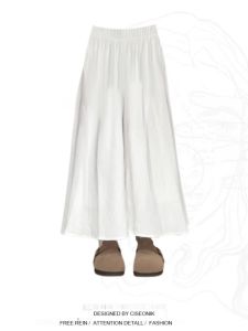 plus Size High Waist A-Line Midi Skirt White Flared Half-length Spring Autumn New Style for Pear  Sandal Rectangular Body Type