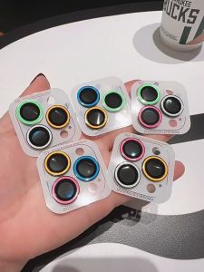 CrashStar 3 PCS Luminous Colorful Lens Films For iPhone 16 15 14 Pro Max Plus 13 12 11 Pro Max Metal Alloy Camera Protection Tempered Glass Protective Film Screen Protectors