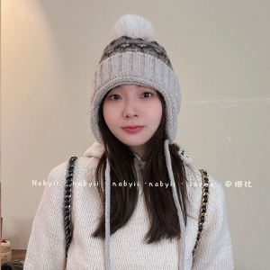 Nabi] (Fairisland) Series Wool Knitting Fluffy Ball Cap Cute Student Easiest for Match Earmuffs Hat Ushanka