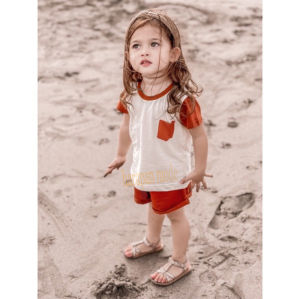 Stelan Kaos Anak 1-6 Tahun Nano Two Tone Motif Kombinasi Warna / Baju Playset Cewecowo