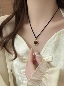 Trendy Longevity Red Bean Lucky Charm Amulet Necklace
