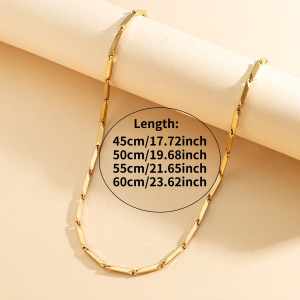 1pc Rhombus Chain Necklace 3Mm Minimalist Geometric Punk Hip-hop Style Necklace Versatile for Daily Casual Wear 45/50/55/60cm