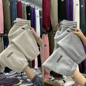 กางเกงวอร์มฮาราจูกุผู้หญิงทรงหลวมฤดูใบไม้ร่วง/ฤดูหนาว กางเกงวอร์มทรงหลวมสไตล์ลำลองสีขาว ทรงหลวม ทรงหลวม ทรงหลวม