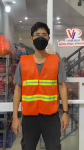 Áo lưới phản quang công nhân thun 2 bên màu cam in logo SPX | Hình thật hàng sẵn nhiều