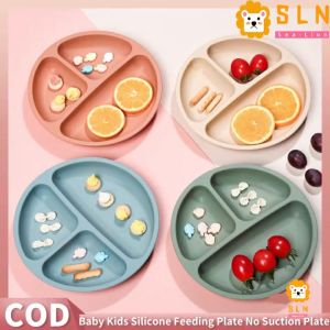 【COD】Kids Toddlers Self Learning Weaning Baby Kids Silicone Feeding Plate No Suction Food Grade Anti Slip Food Grade Silicone Plate