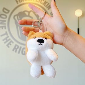 Cute Little Shiba Inu Dog Keychain Pendant Stuffed Toy Girls Bags Pendant Figurine Doll Prize Claw