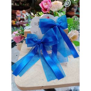 โบว์ผ้าแก้วคาดริบบิ้น 10 มิล โบว์เด็กอนุบาล ขนาดไม่ใหญ่ มีหลายสี มีทั้งแบบกิ๊บและแบบยาง