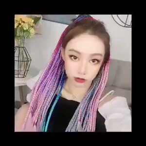 Creative Dirty Wig Women Braided Ponytail Hair Color Gradient Twist Headdress Colored Headwear