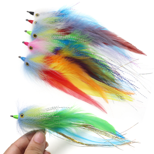 2PCS/5PCS #2/0 Rooster Hackle Feather Fish Streamer Fly Pike Trout Bass Salmon Steelhead Freshwater Saltwater Fly Fishing Lures
