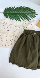 kid clothes girl sets toddlers printing korea style set ootd baby girl blouse floral labuh Soft Elastic