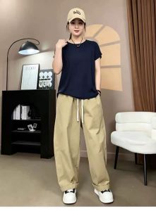 Stylish Versatile Set Slimming Short Sleeve T-shirt Leisure Culottes