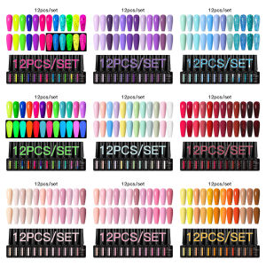 12pc Colorful Nail Gel Polish Set Spring Summer Long Lasting Nail Supplies Decorations Varnishes for UV/LED Soak Off Manicure