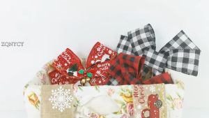5Yard/Roll Merry Christmas Tree Elk Printed Burlap Ribbons Handmade Wreath Bows For Gift Wrapping Xmas New Year Decoration