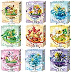New Keeppley Original Pokemon DIY Building Blocks Toys Cartoon Eevee Family Planet Series Assembly Model Ornaments Toy Fans Gift
