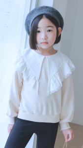 Girls’ Big Lace Collar Sweatshirt – Korea’s Premium Kidswear by I LOVE J (Ages 4–7)