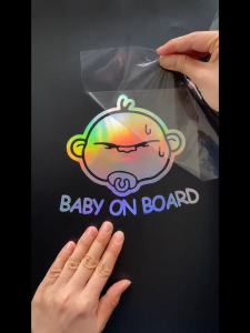 "Baby on Board Car Sticker – Waterproof Reflective Safety Sign for Rear Window Easy to Apply Vinyl Decal"
