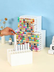 Acrylic Mark Pen Organizer Box Desktop Watercolor Pen Grid Storage Rack Children Students Drawing Pen Display Stand