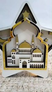 Hiasan Meja Edisi Ramadhan - Hiasan Idul Fitri Bahan Kayu LL302