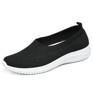 New Anti-Slip Soft Bottom Mom Shoes Comfortable Slip-On Womens Mesh Uppers Breathable Beijing Cloth Shoes Casual Flat Heel