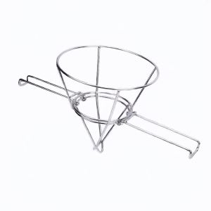 Deep Fryer Oil Filter Stand 9.3 Inch 304 Stainless Steel Fryer Oil Filter Cone Holder Rack with Folding Arm for Kitchens