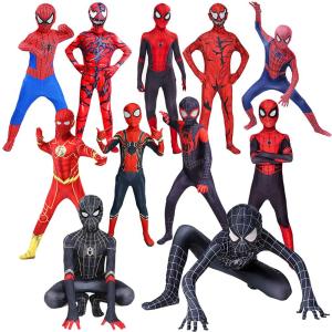 New Halloween Spiderman Childrens Tight Clothes Venom Miles Expedition Iron Man Hero Return Spider Link Kids Performance Outfits