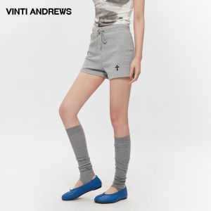 High Waist Slim Fit Grey Drawstring Shorts