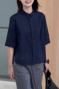 UYFY | Black Short Sleeve Shirt Womens Fashionable Casual Loose Fit Summer New Style Versatile Youthful Top Uyfy Brand Fourty Plus