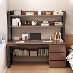 Computer desk Desk Study Table Computer Desk Bookshelf Integrated Simple Home Bedroom Small Student Study Desk Office Desk Bedroom Table Study Bookcase Combination