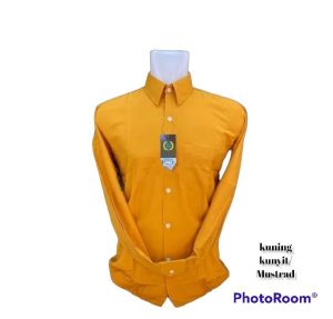 Wendya.TKemeja Pria Formal Warna Kuning Gold✓Kemeja Polos Lengan Panjang