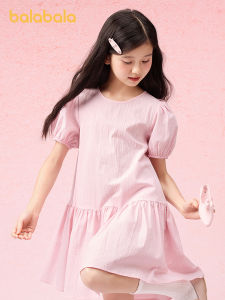 Balabala ชุดเดรสเด็กผู้หญิงเด็กโตสำหรับเด็กฤดูร้อนใหม่2025แฟชั่นแขนพองหวาน