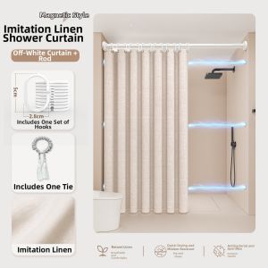 WEILAISHI | High-Quality Linen Fast-Drying Mildew-Resistant Drill-Free Waterproof Bath Curtain