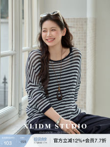 Cool Silk Loose Color Block Stripes Knit Top