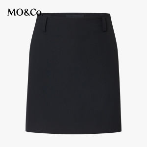MO&Co. | Light and Simple Black Mid-waist A-Line Skort with Belt