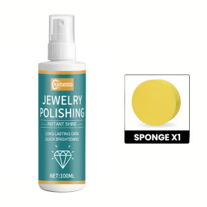 Multi-Purpose Jewelry Metal Polish & Brightening Solution – Cleans Oxidation Polishes Surfaces Includes Sponge Ideal for Gold