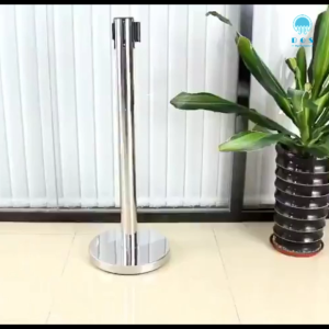 【BOS】Retractable post bank line queue banner stand stanchion post Isolation Barrier Queuing Fence Entry Hall Stands Stainless Steel Retractable Belt Stanchion Post Stainless Retractable Belt Barrier Crowd Control Stanchionwith 2 m Red Retractable Belt