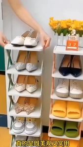 Shoe Organisers Plastic Shoes Rack simple DIY Multi-layer Narrow Shoe Rack Space-saving storage cabinet